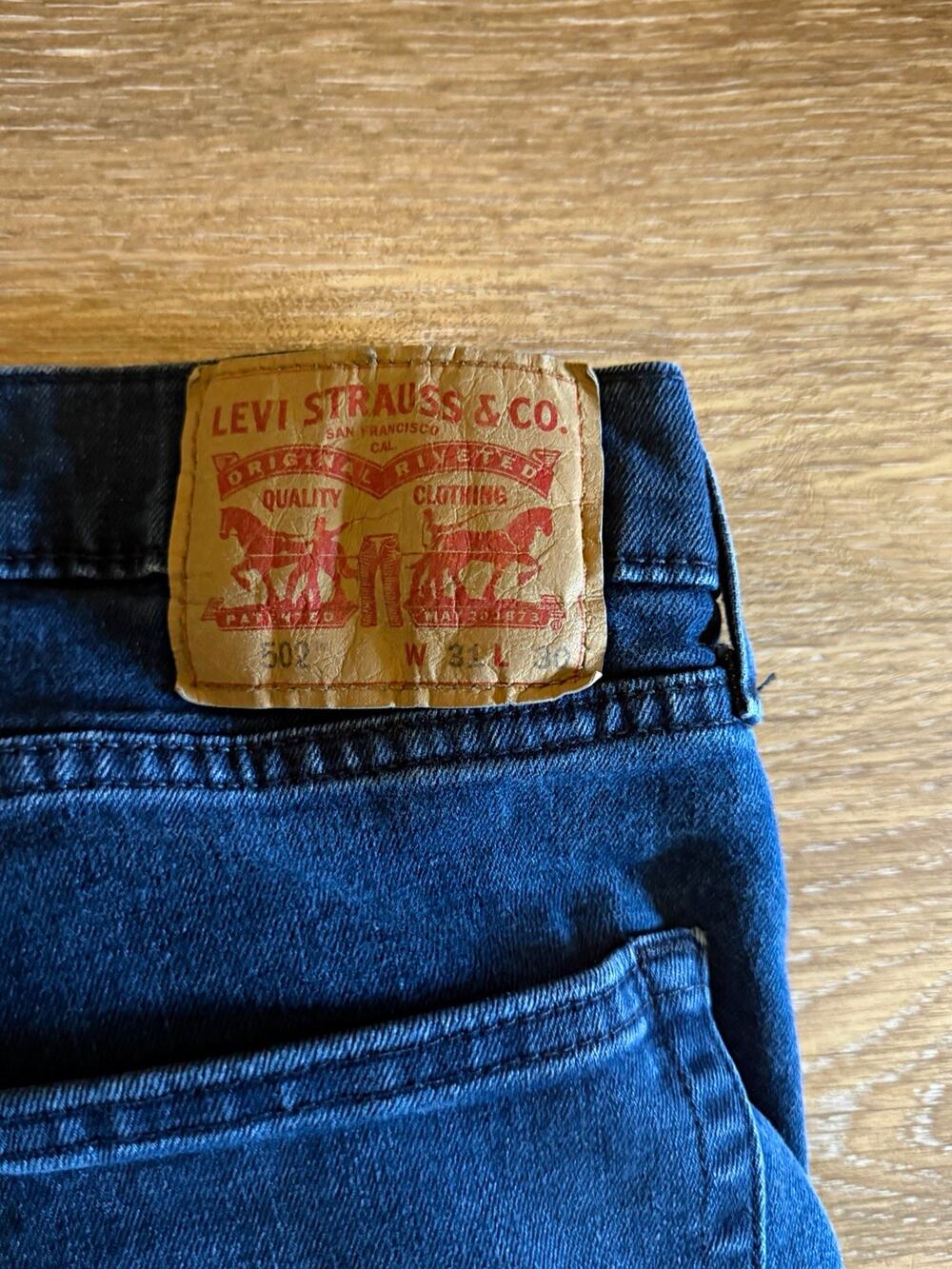 Levi's 502 Men’s Straight Blue Solid Denim Jeans Regular Fit W31 x L30